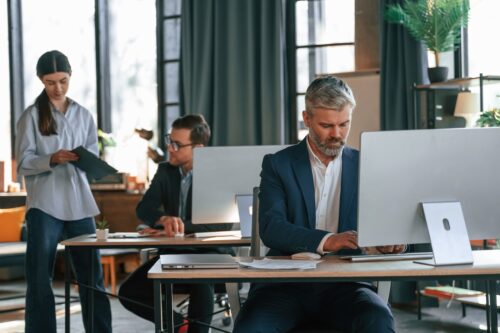employees working on computers